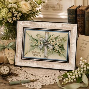 Framed 1907 Birthday Postcard – Vintage Victorian Greeting Card